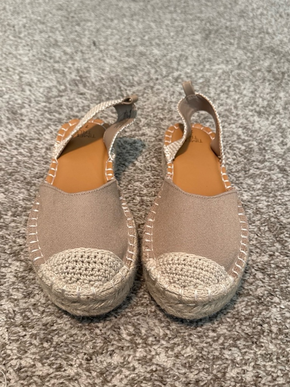Time and Tru Tan Canvas Espadrille Slingback Flats - Women